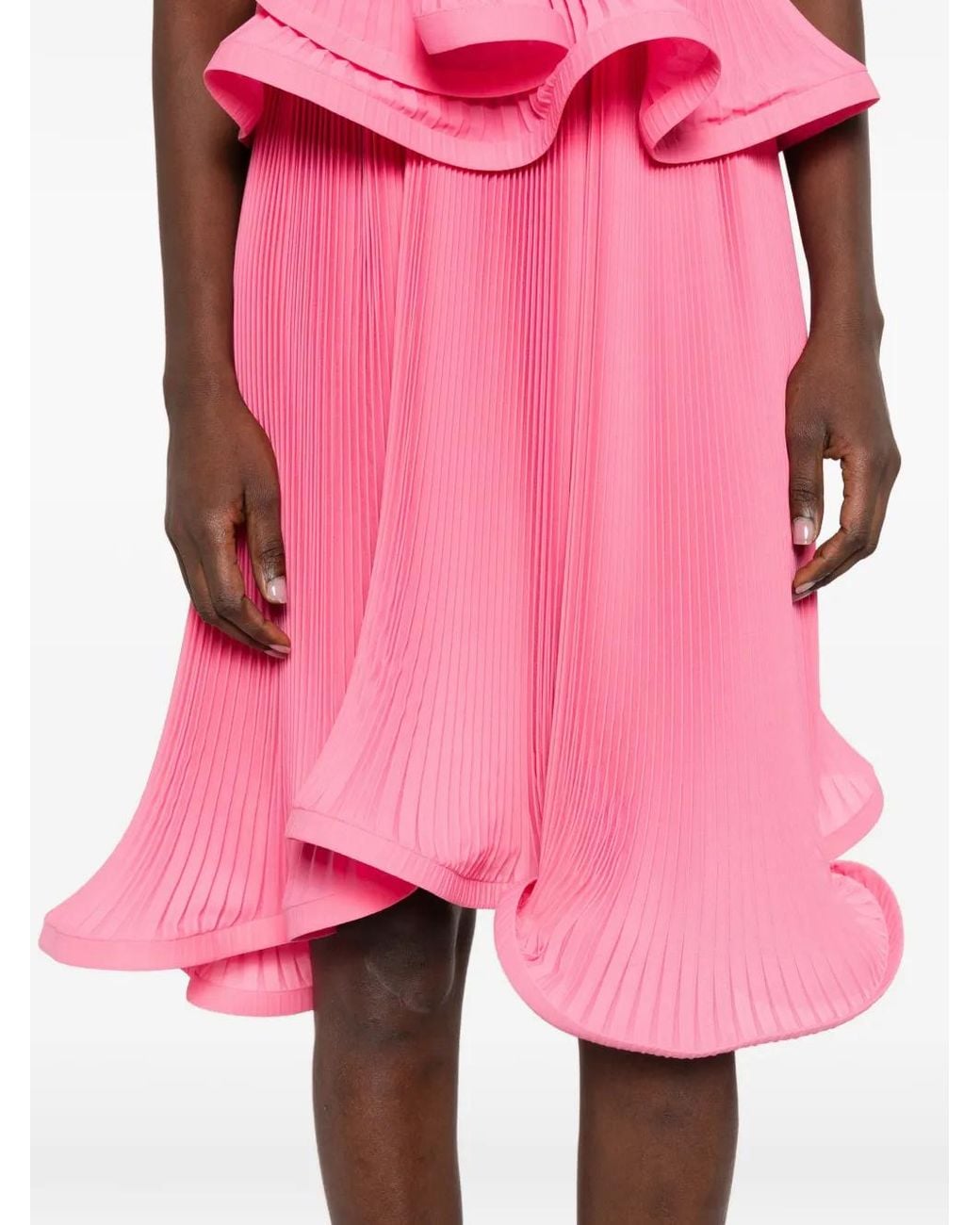 ROWEN ROSE Pink Pleated Midi Skirt