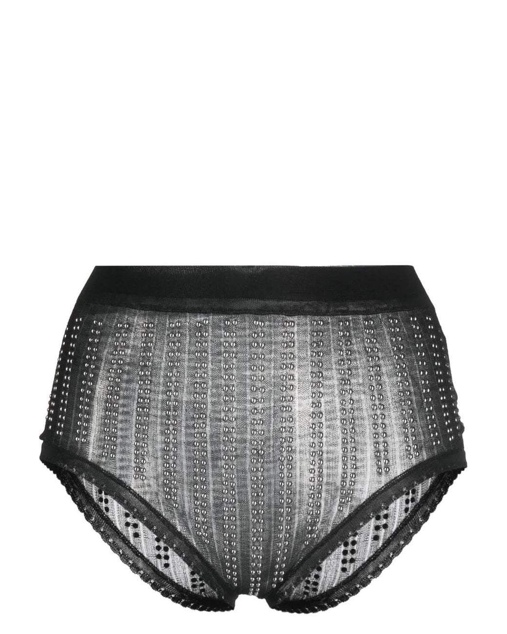 Rabanne Black High-waisted Briefs Embellished With Beads