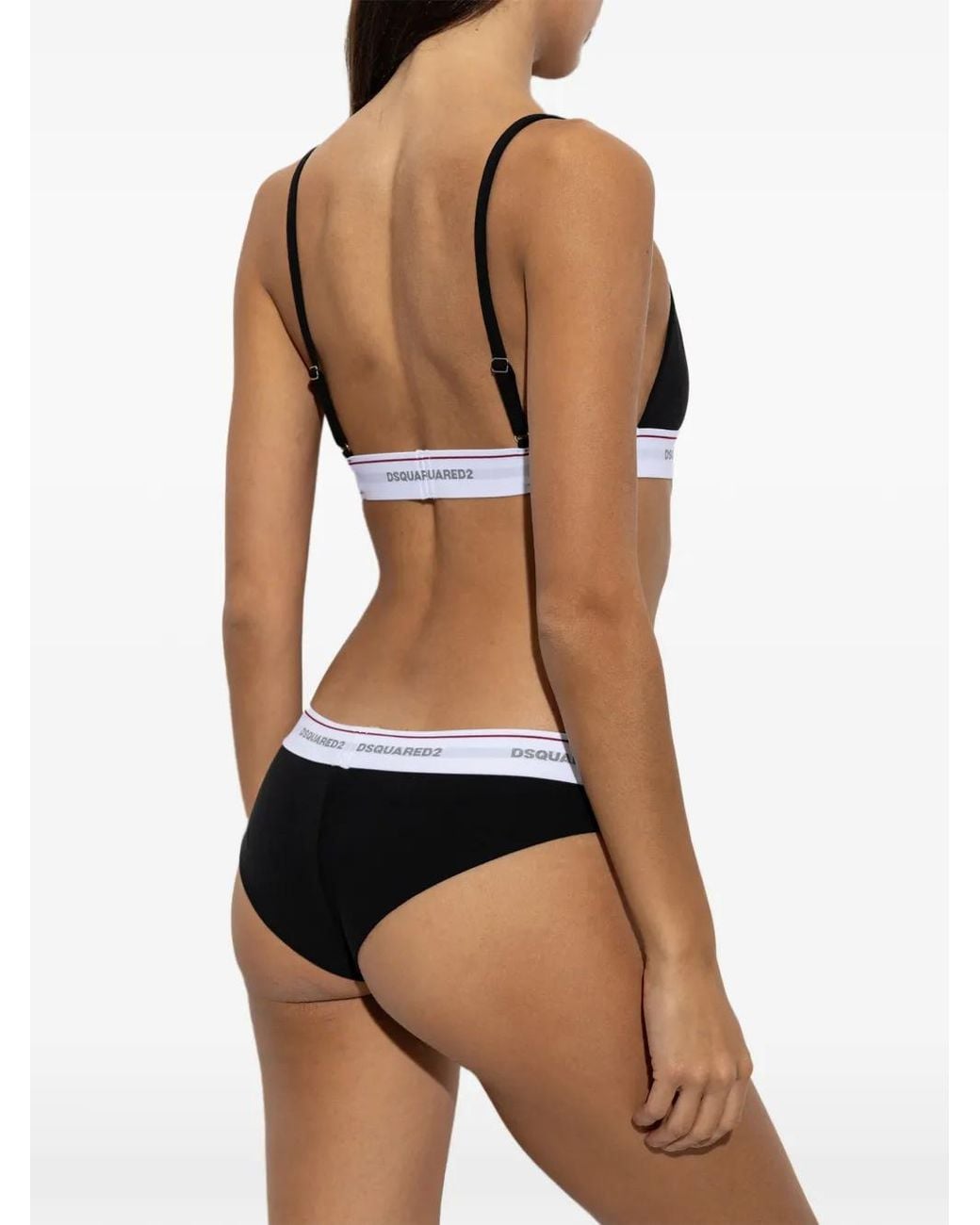 DSquared² Black Logo-Underband Triangle Bra
