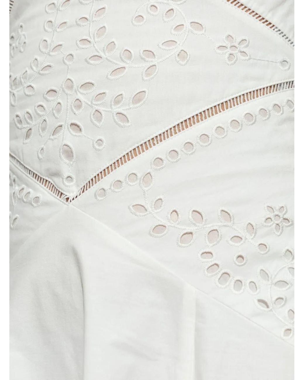 Self-Portrait White Strap Dress With Leaf Embroidery
