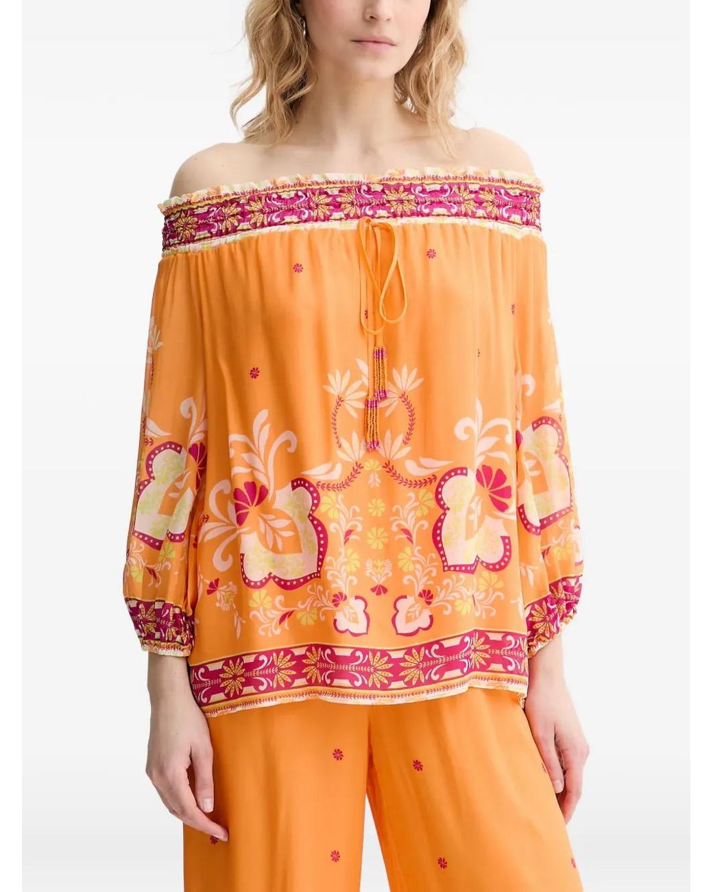 Twinset Orange Printed Georgette Blouse
