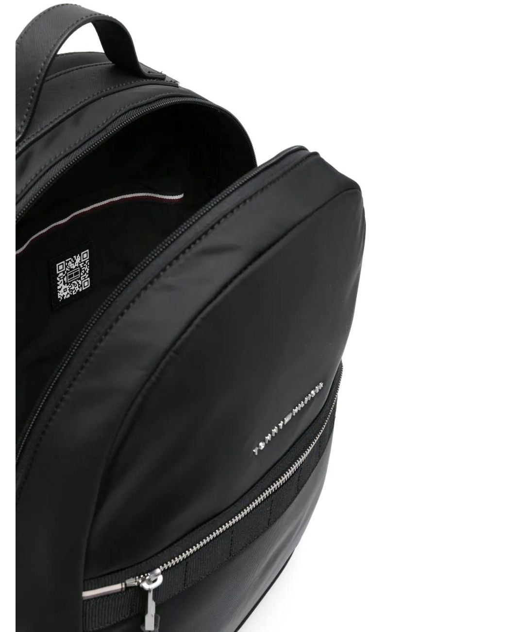Tommy Hilfiger Black Elevated Logo-Lettering Backpack for men