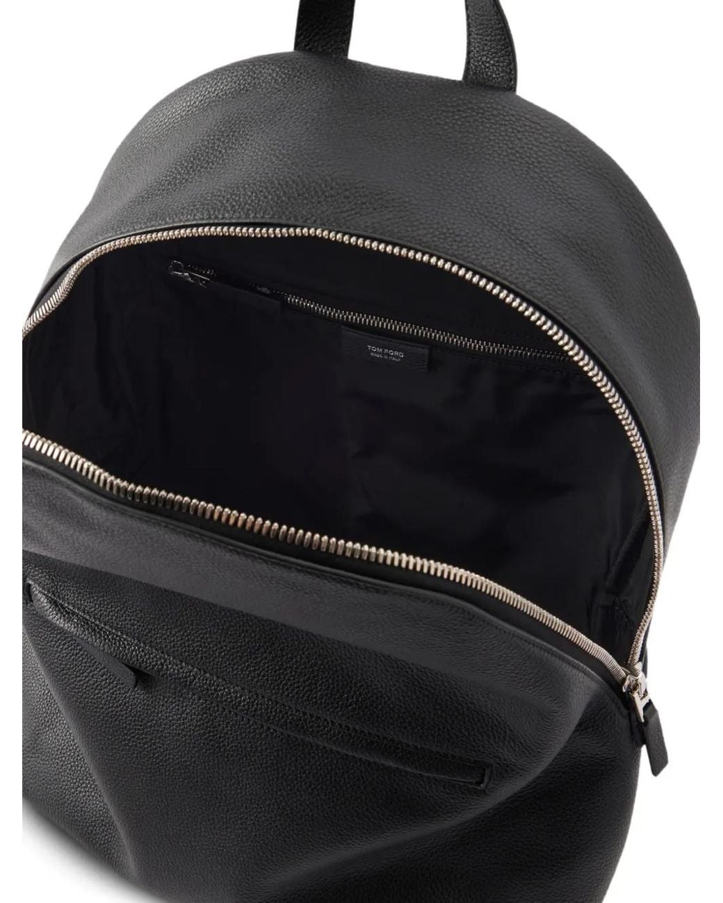 Tom Ford Black Logo-Print Grained-Leather Backpack for men