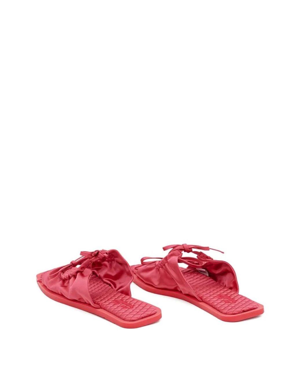 Carlotha Ray Red Quilted Bow Flat Sandals