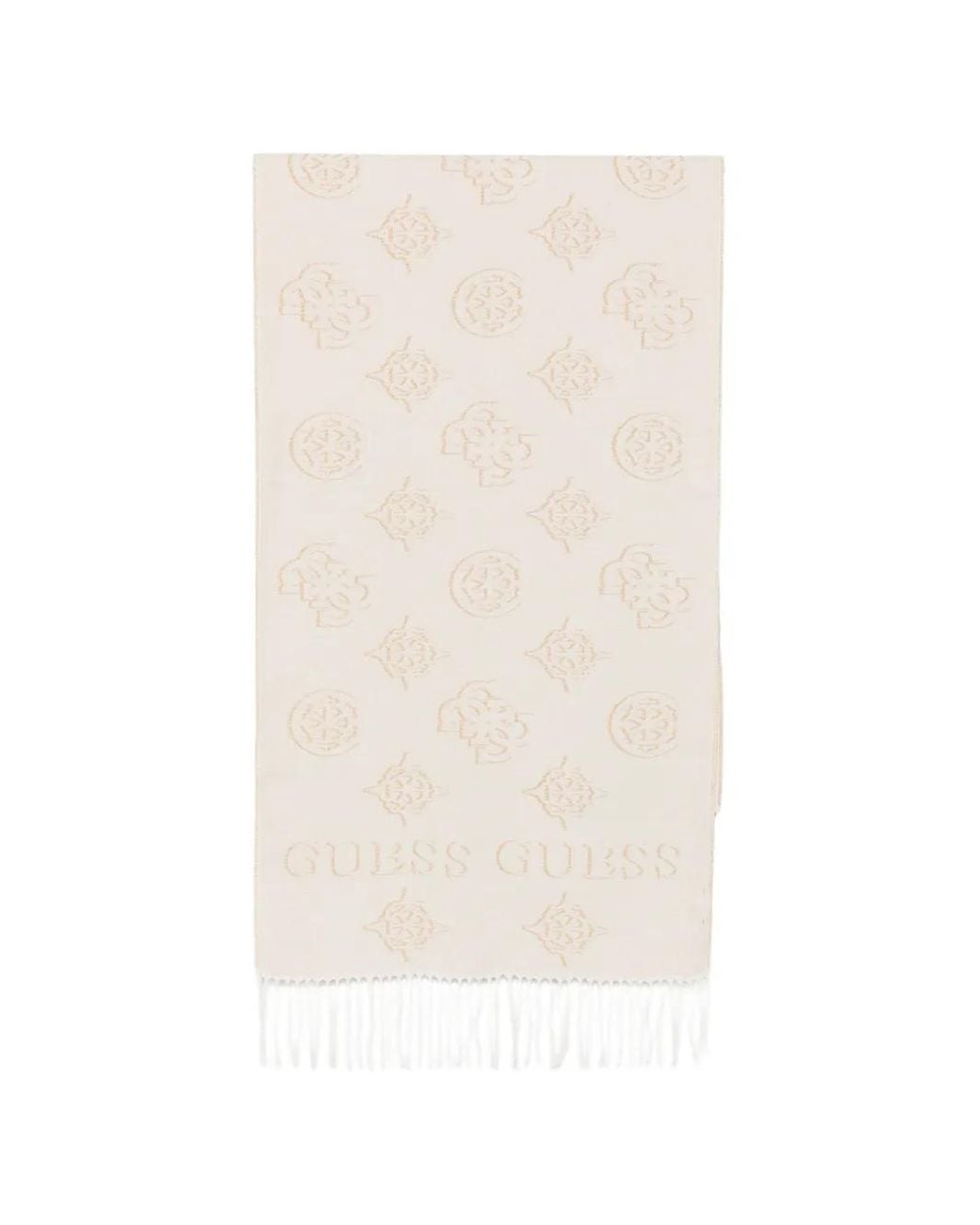 Guess White Jacquard-Schal Mit Logo
