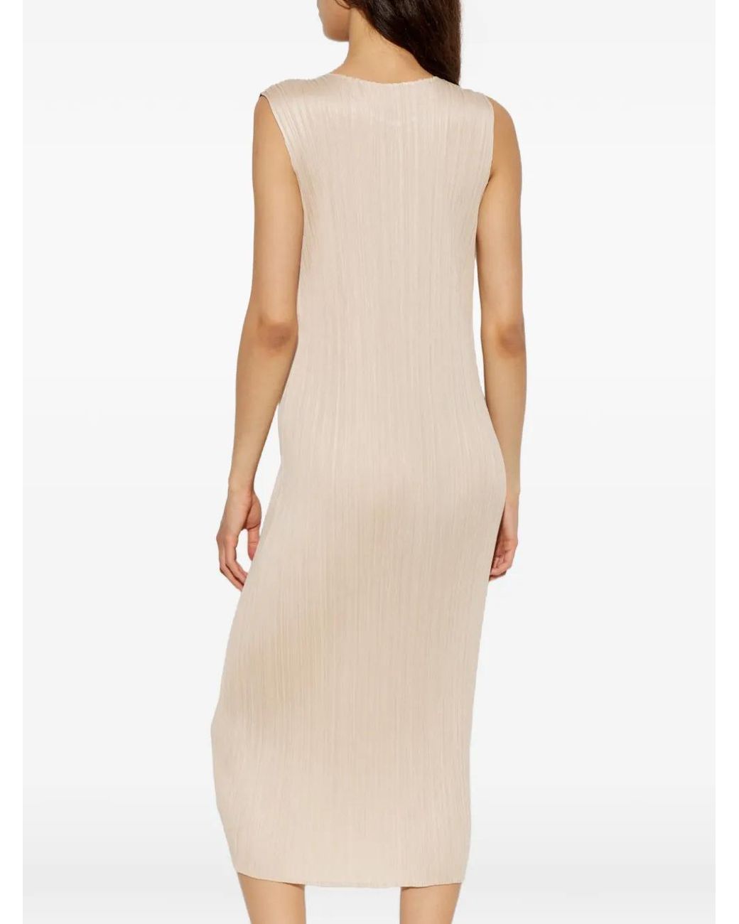 Pleats Please Issey Miyake White Pleated Dress