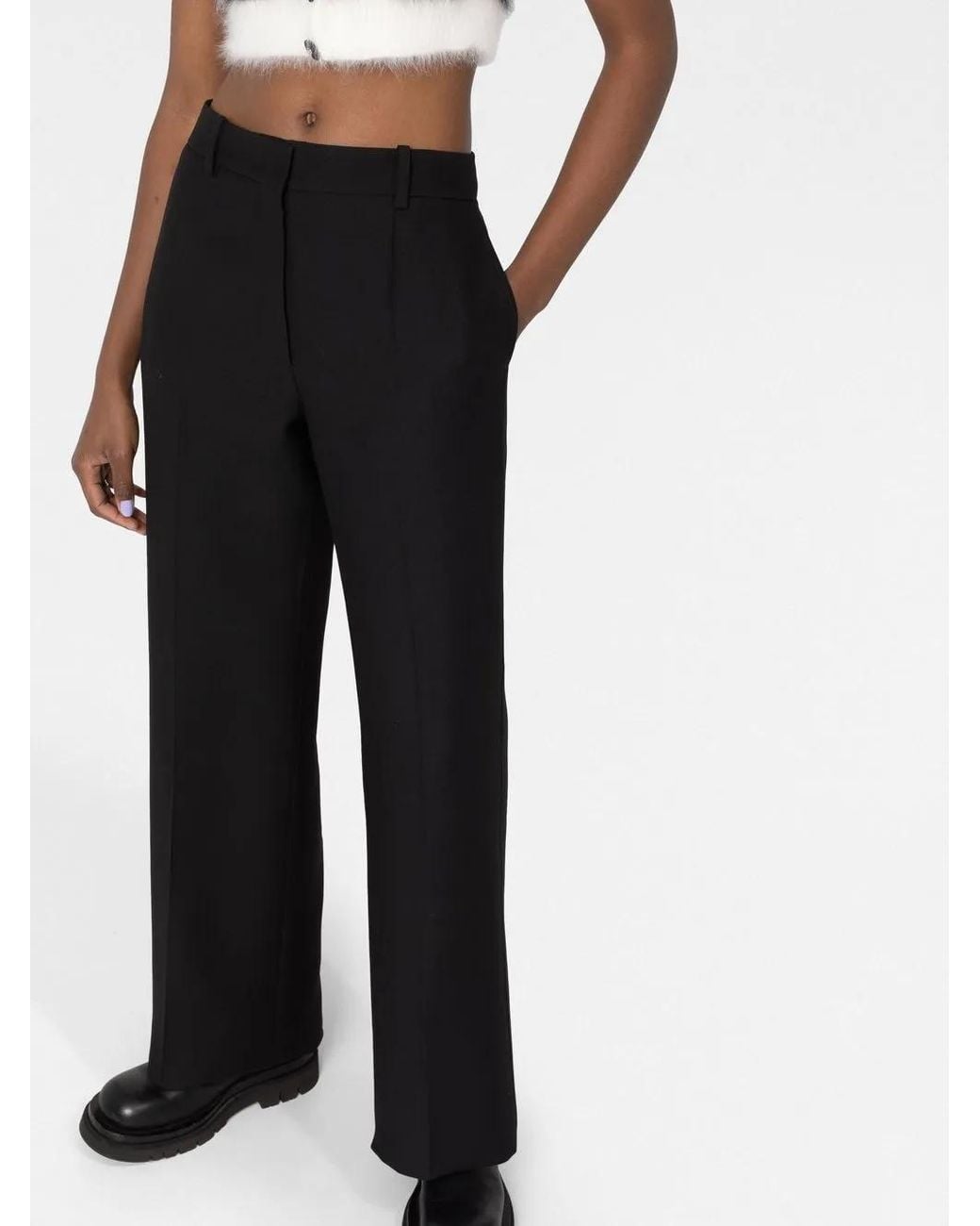 Valentino Garavani Black High-Waisted Wide-Leg Trousers