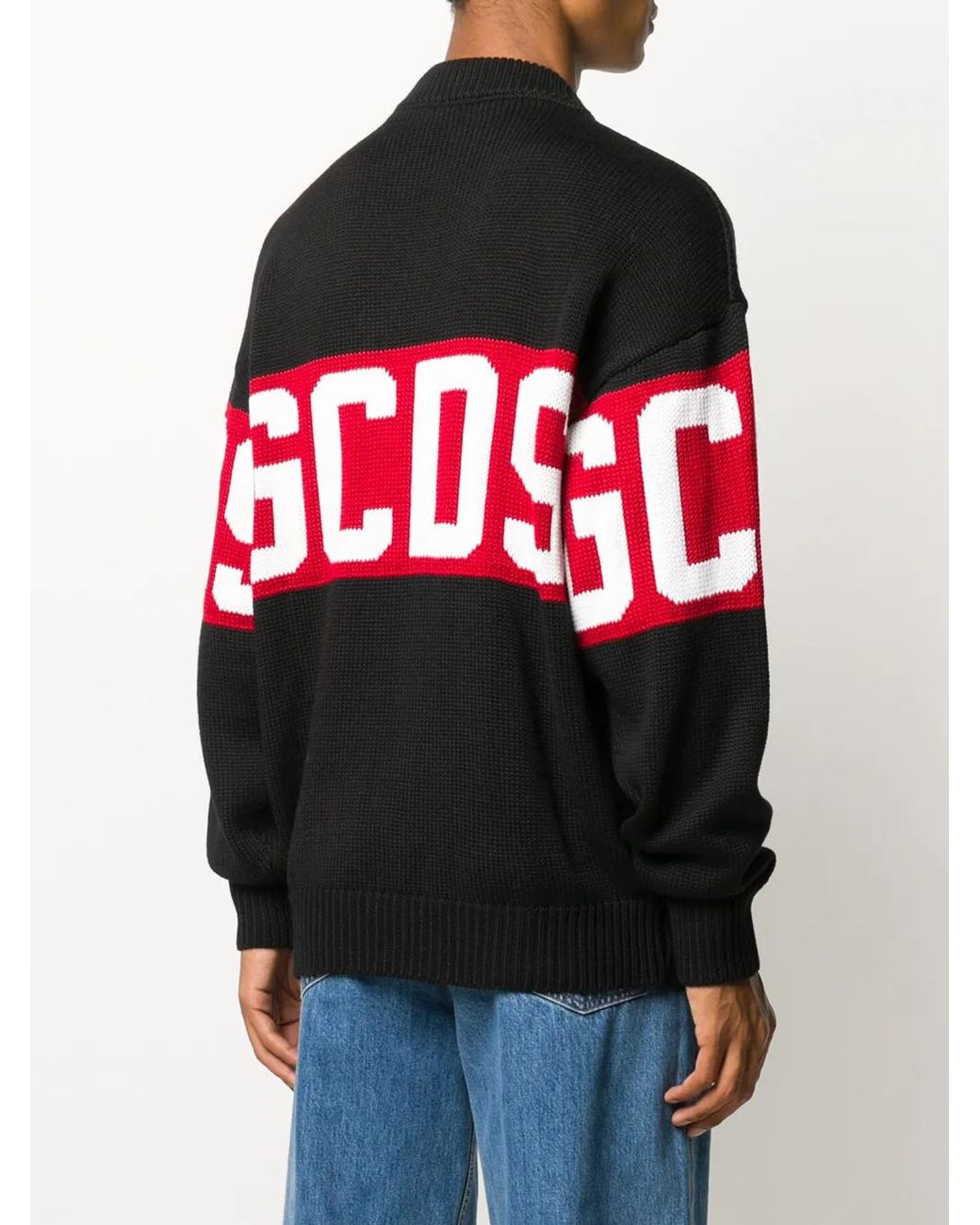Gcds Black Crewneck Sweater With Logo for men