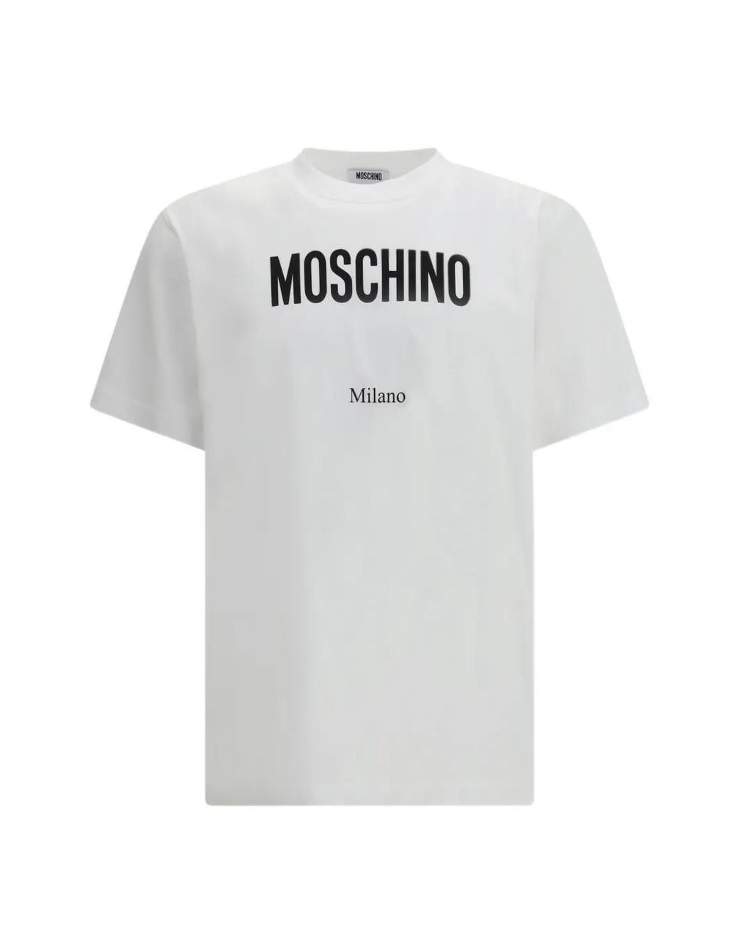 Moschino White Logo Print Cotton T-Shirt With Crew Neck for men