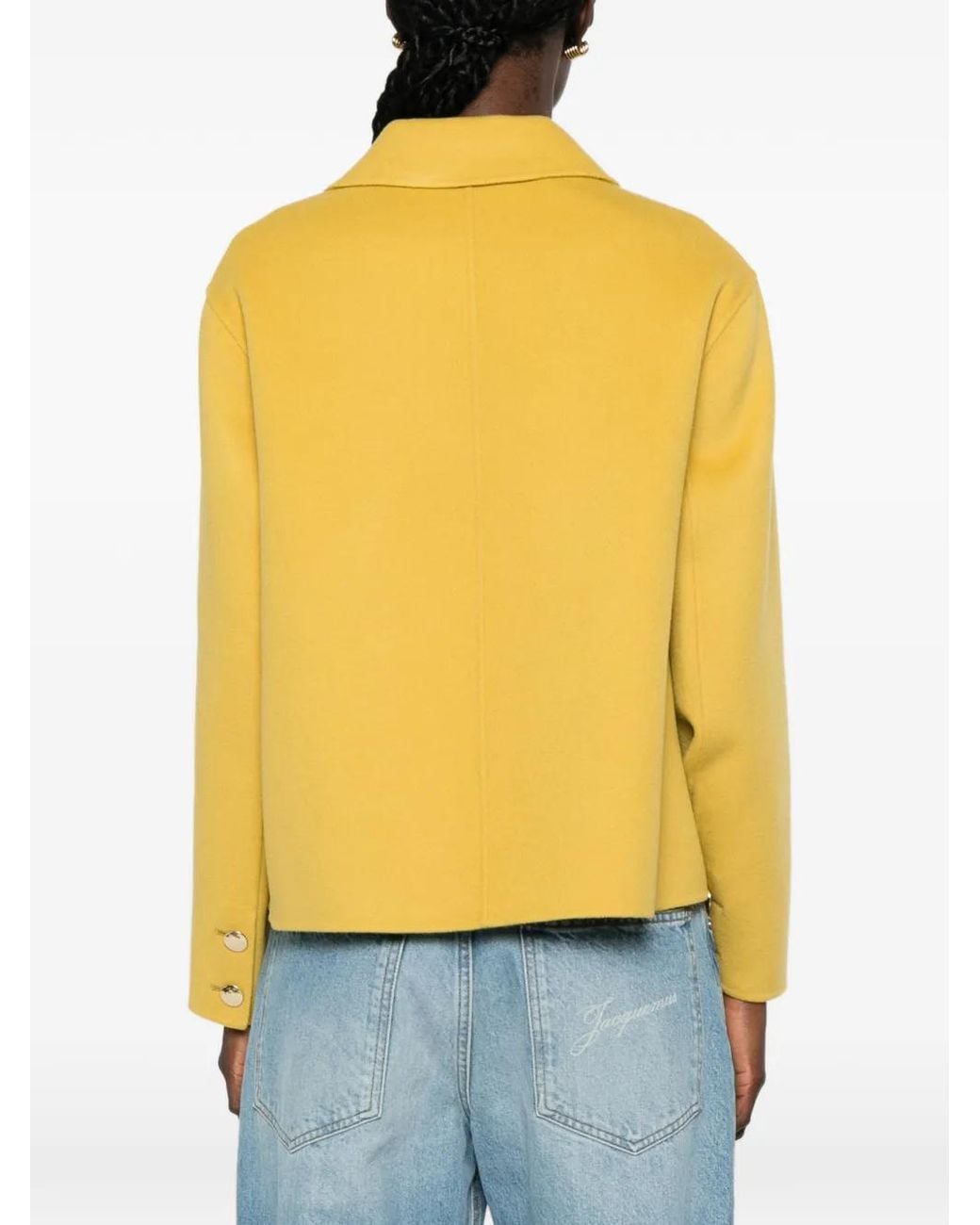 Max Mara Yellow Button-Up Chest-Pocket Jacket