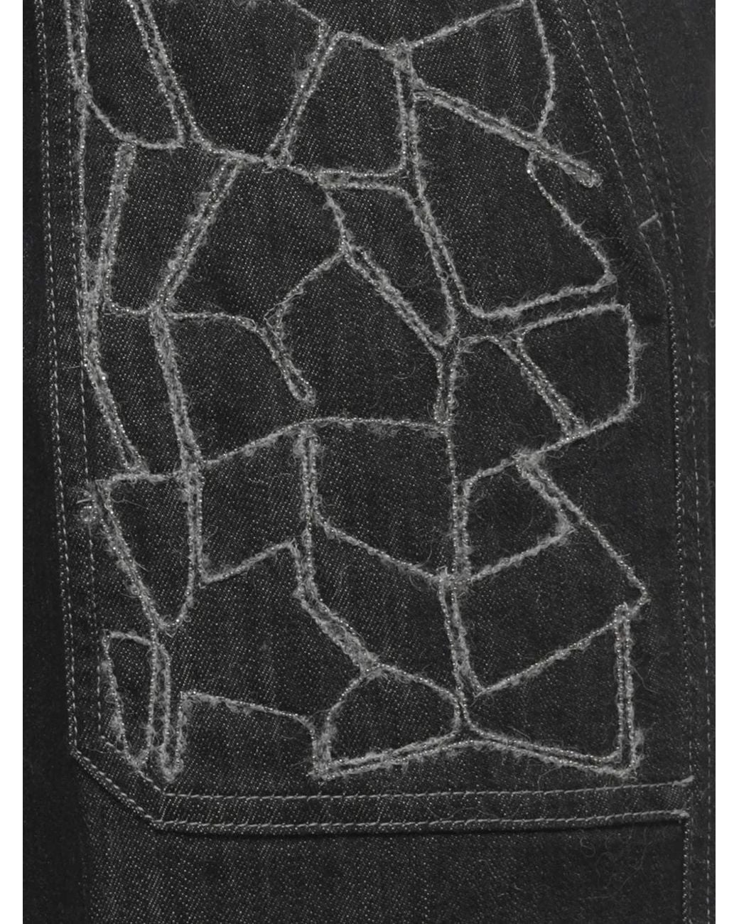 Panicale Black Embroidered Jeans