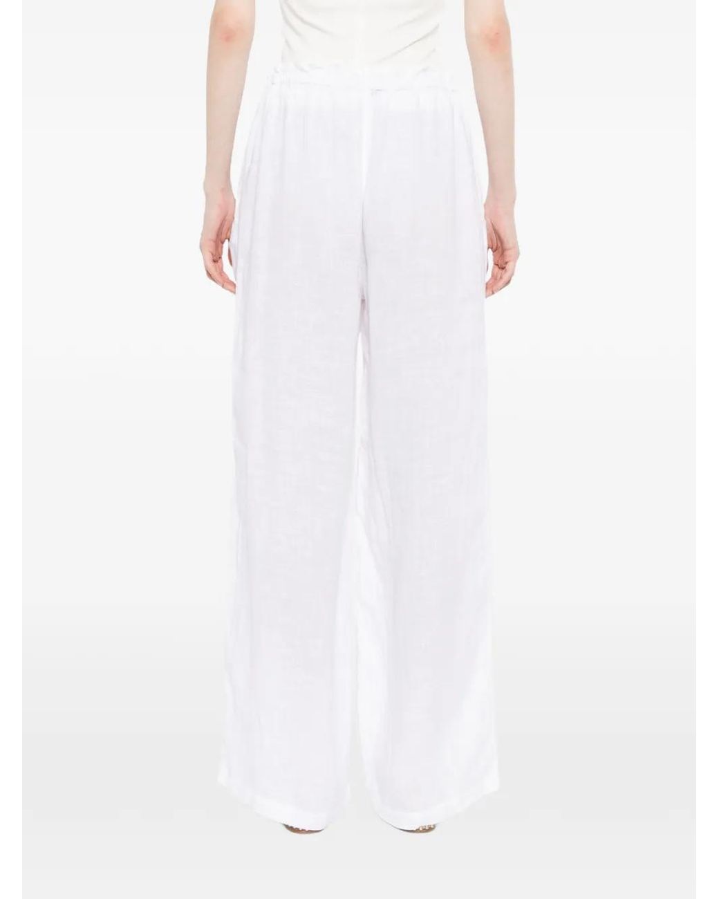 James Perse White Drawstring Linen Trousers