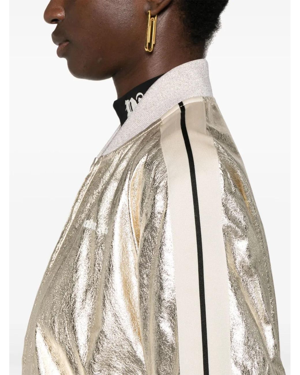 Palm Angels White Leather Bomber Jacket