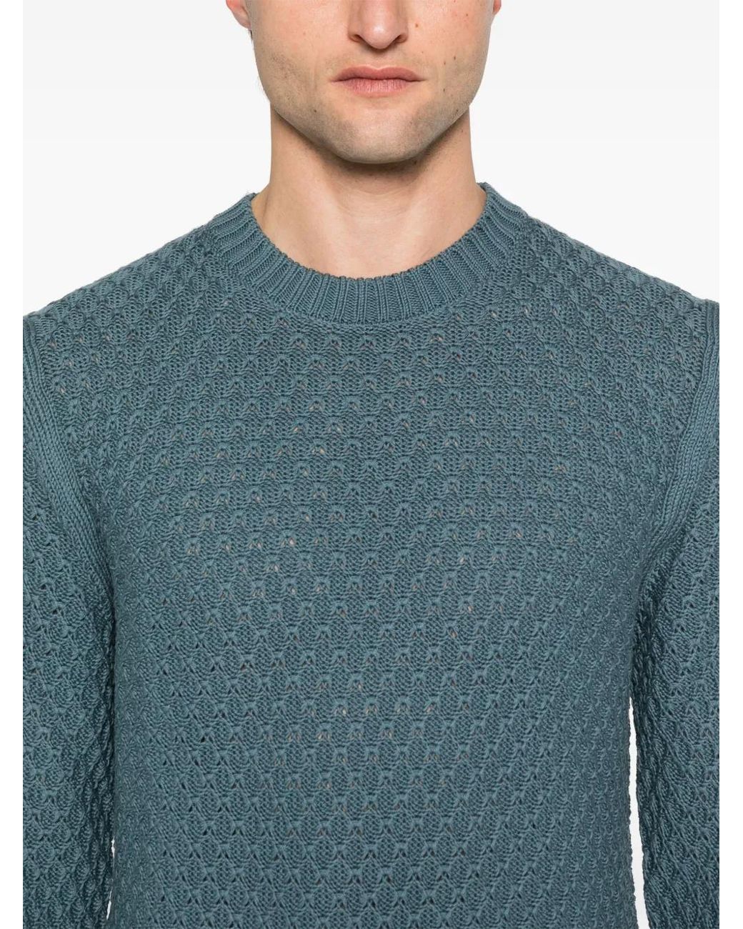 Canali Blue Cotton Sweater for men