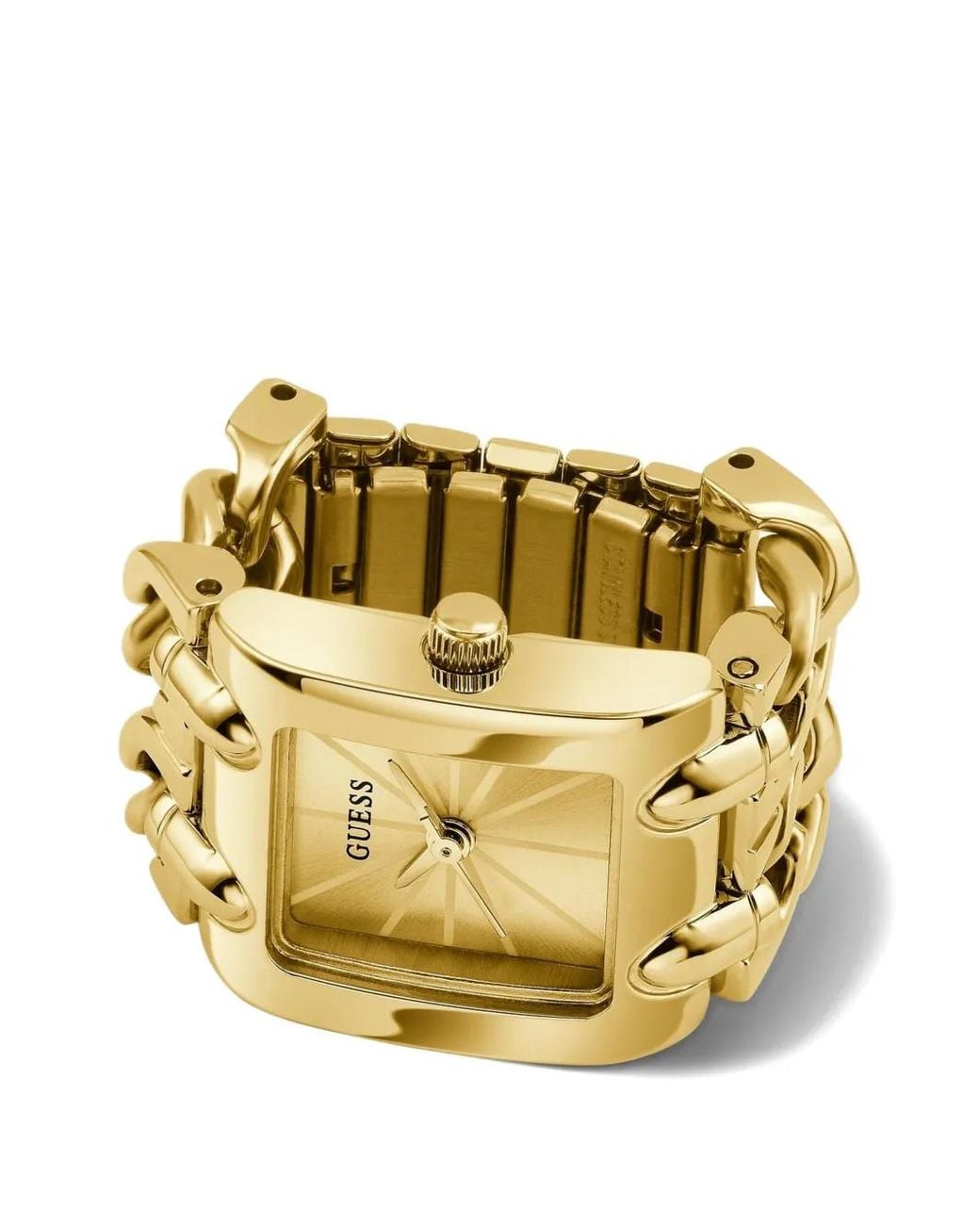 Guess Metallic Large Mod Heavy Metal Tone Analog Watch Ring