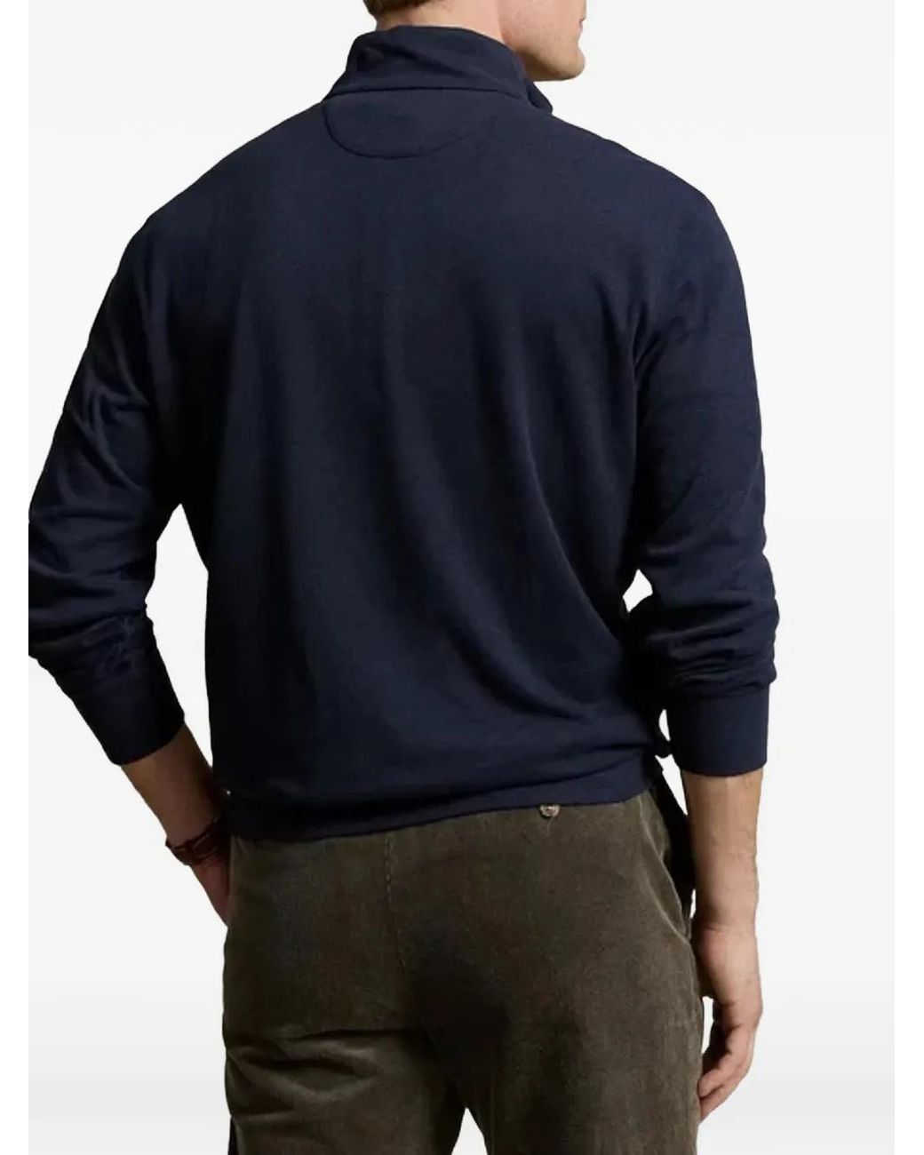 Polo Ralph Lauren Blue Quarter-Zip Knit Polo Shirt for men