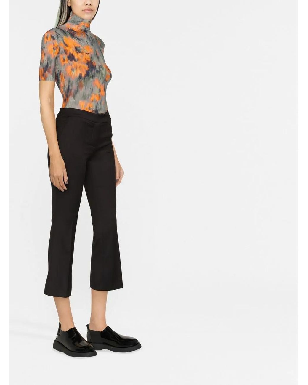 Blanca Vita Black Portula Pintuck-Detail Cropped Trousers