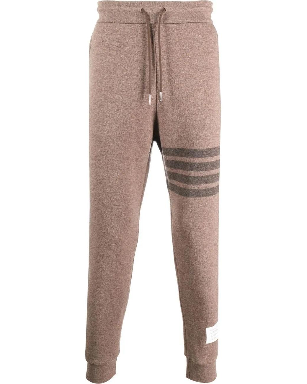 Thom Browne Natural 4-Bar Wool Track Pants for men