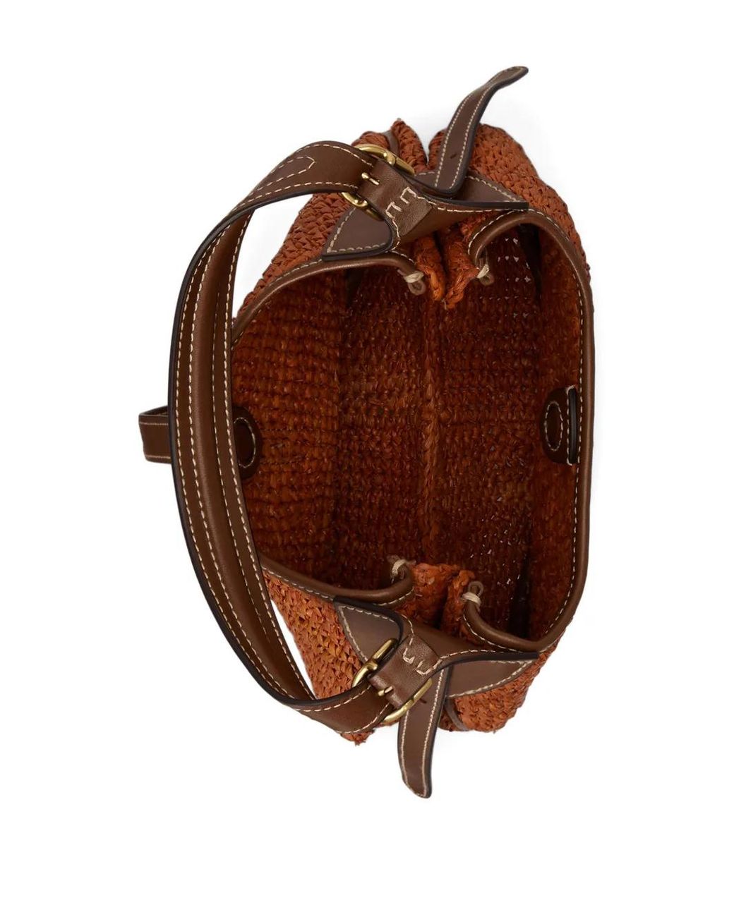 Polo Ralph Lauren Brown Small Polo Id Raffia Shoulder Bag