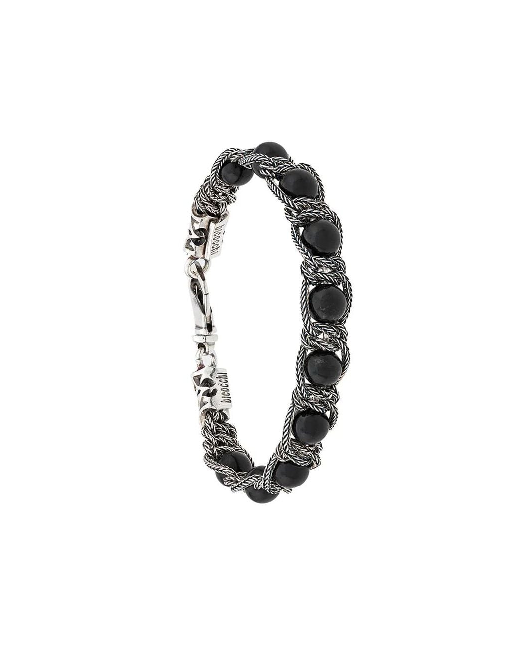 Emanuele Bicocchi Black Beaded Chain Bracelet
