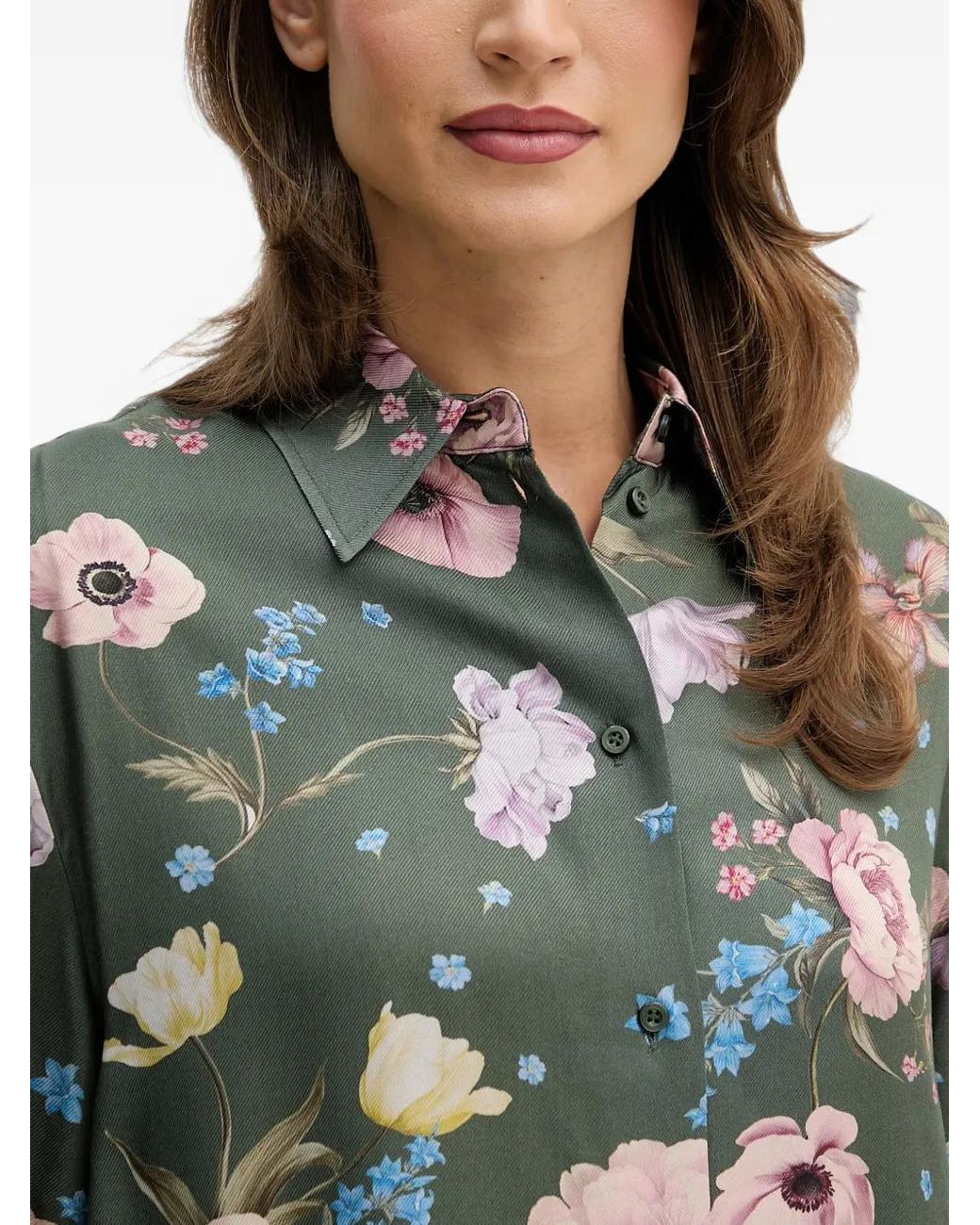 Ouí Green Floral Shirt