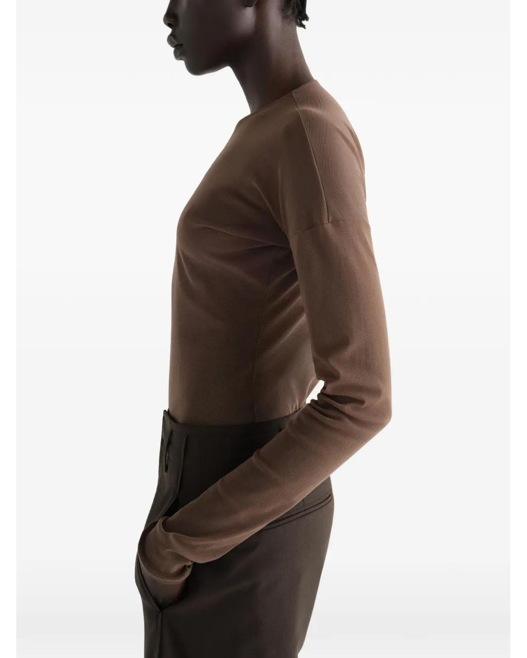 Lemaire Brown Long-Sleeve Ballerina-Style Top