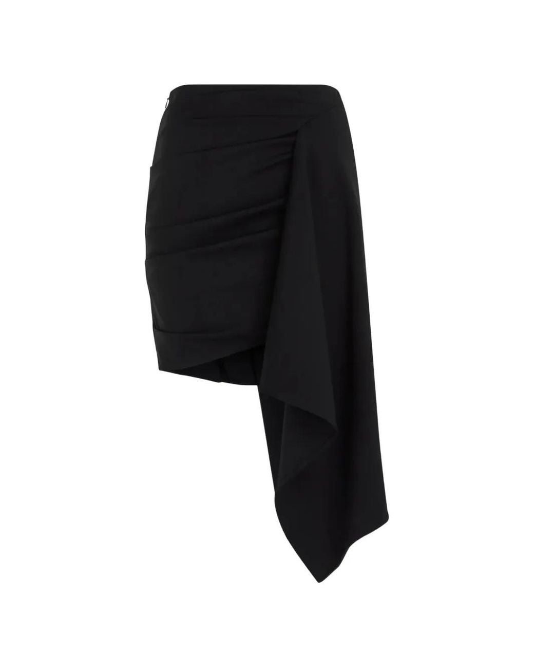 GAUGE81 Black Rivera Asymmetric Draped Mini Skirt