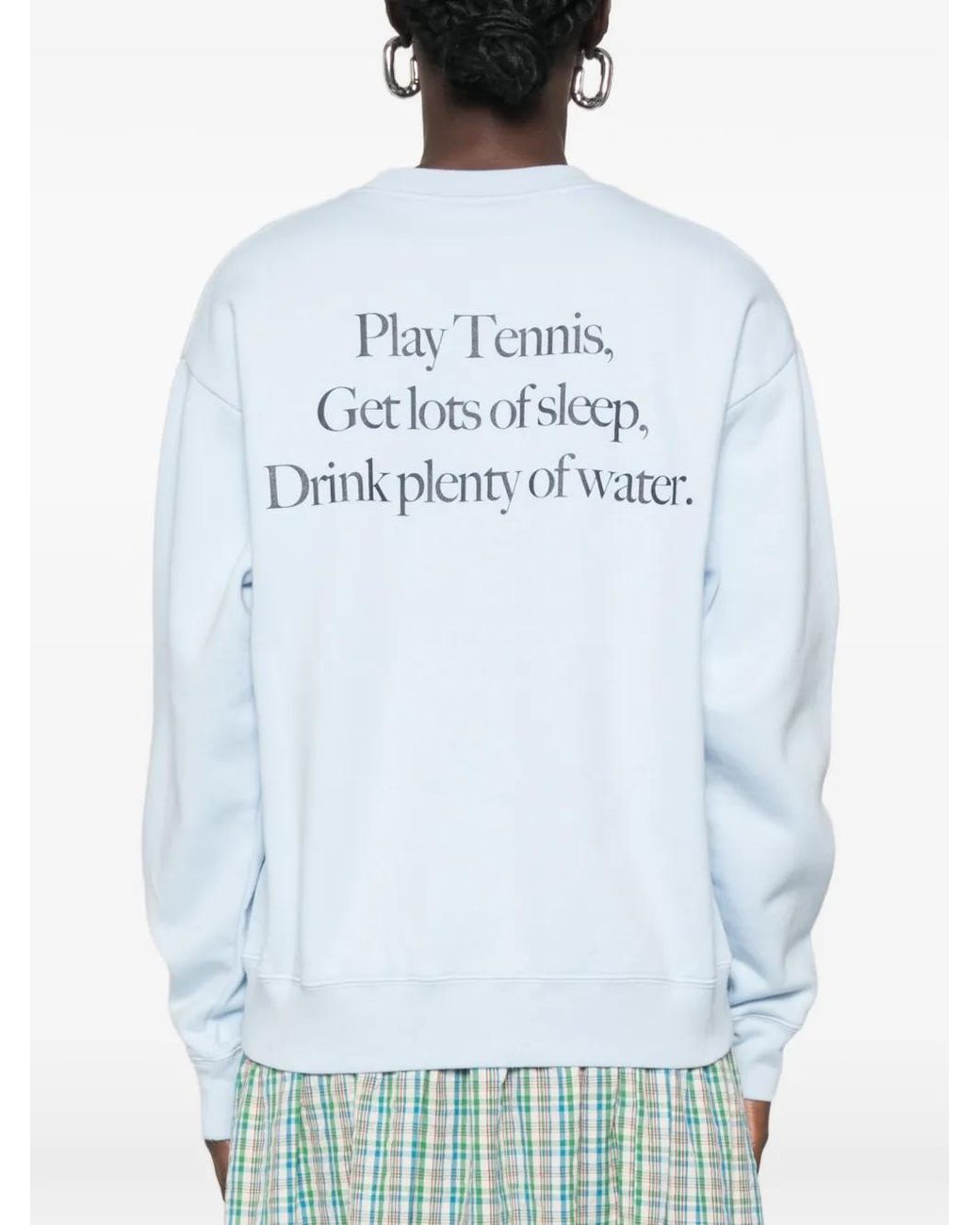 Sporty & Rich Blue Slogan-Print Crew-Neck Sweatshirt