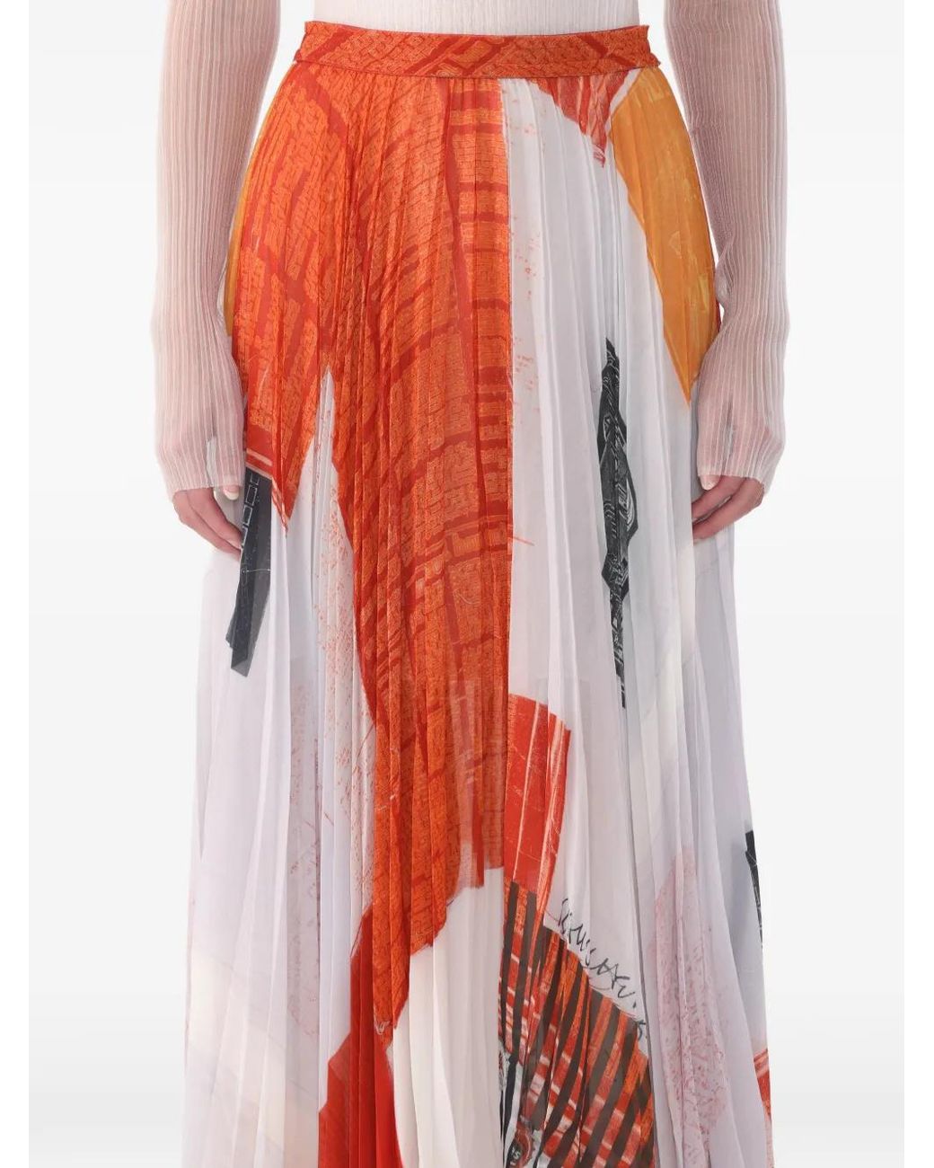 Jason Wu Red X Robert Rauschenberg Pleated Artwork Midi Skirt
