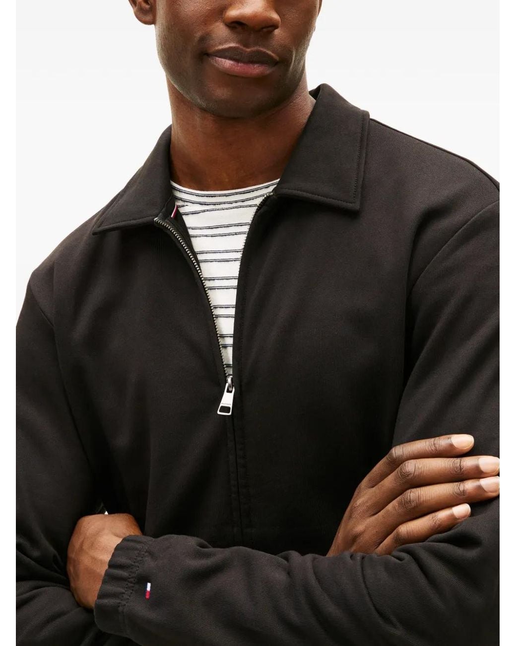 Tommy Hilfiger Black Collared Zipped Sweatshirt for men