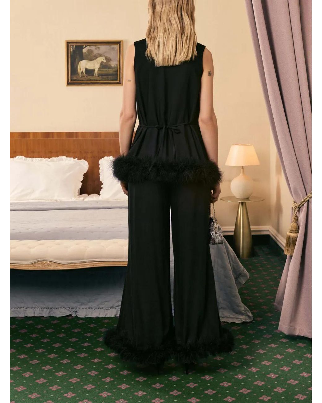 Sleeper Blue Bisou Bisou Feather Trousers