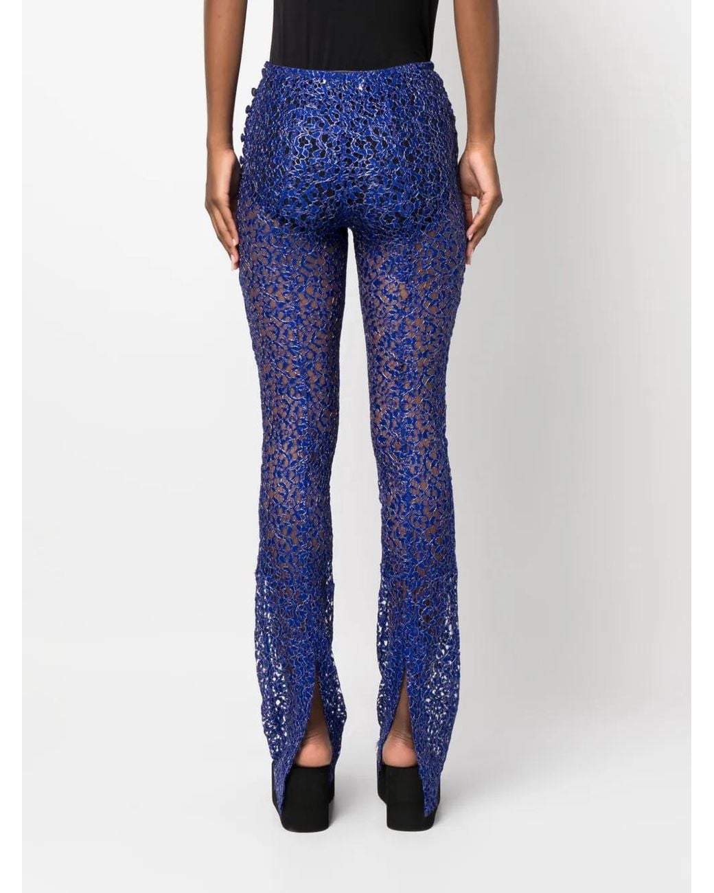 Coperni Blue Corded-Lace Flared Trousers