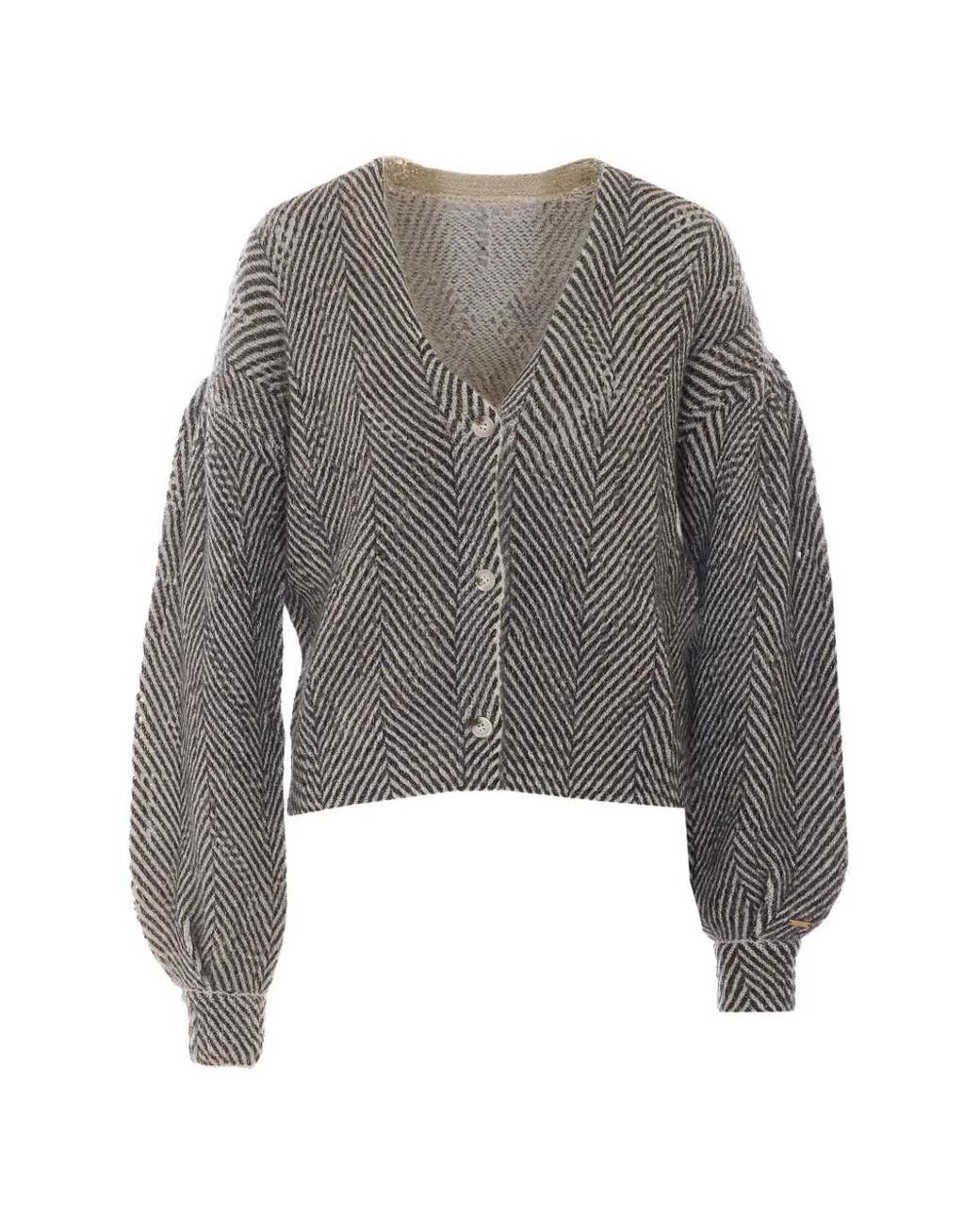 Twinset Gray Mohair Blend Printed Cardigan-Jumper