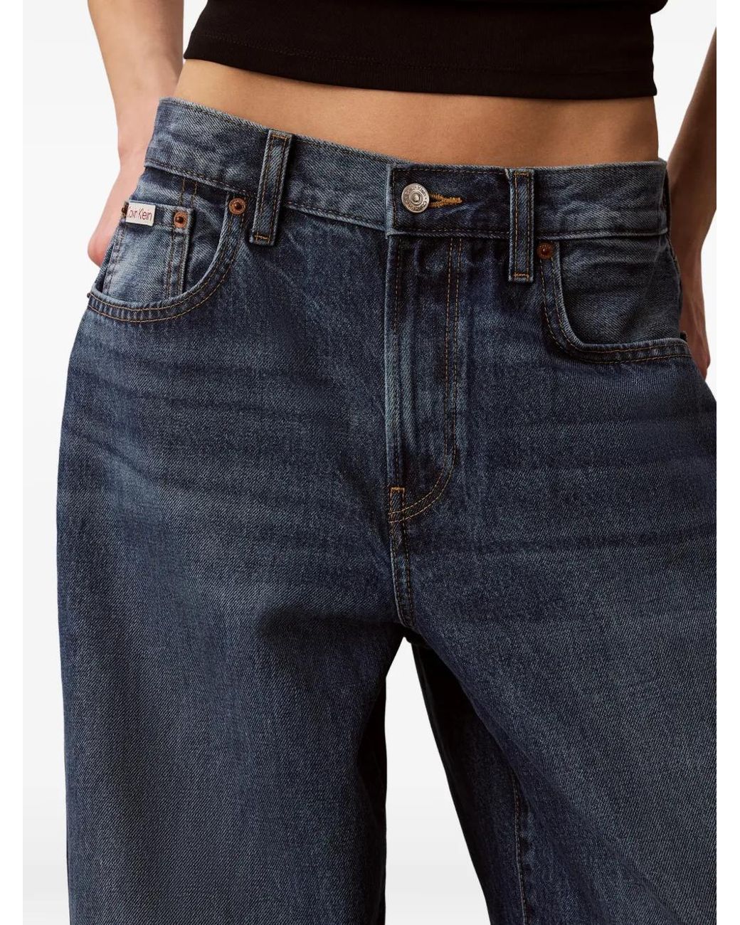 Calvin Klein Blue Wide-Leg Whiskered Jeans