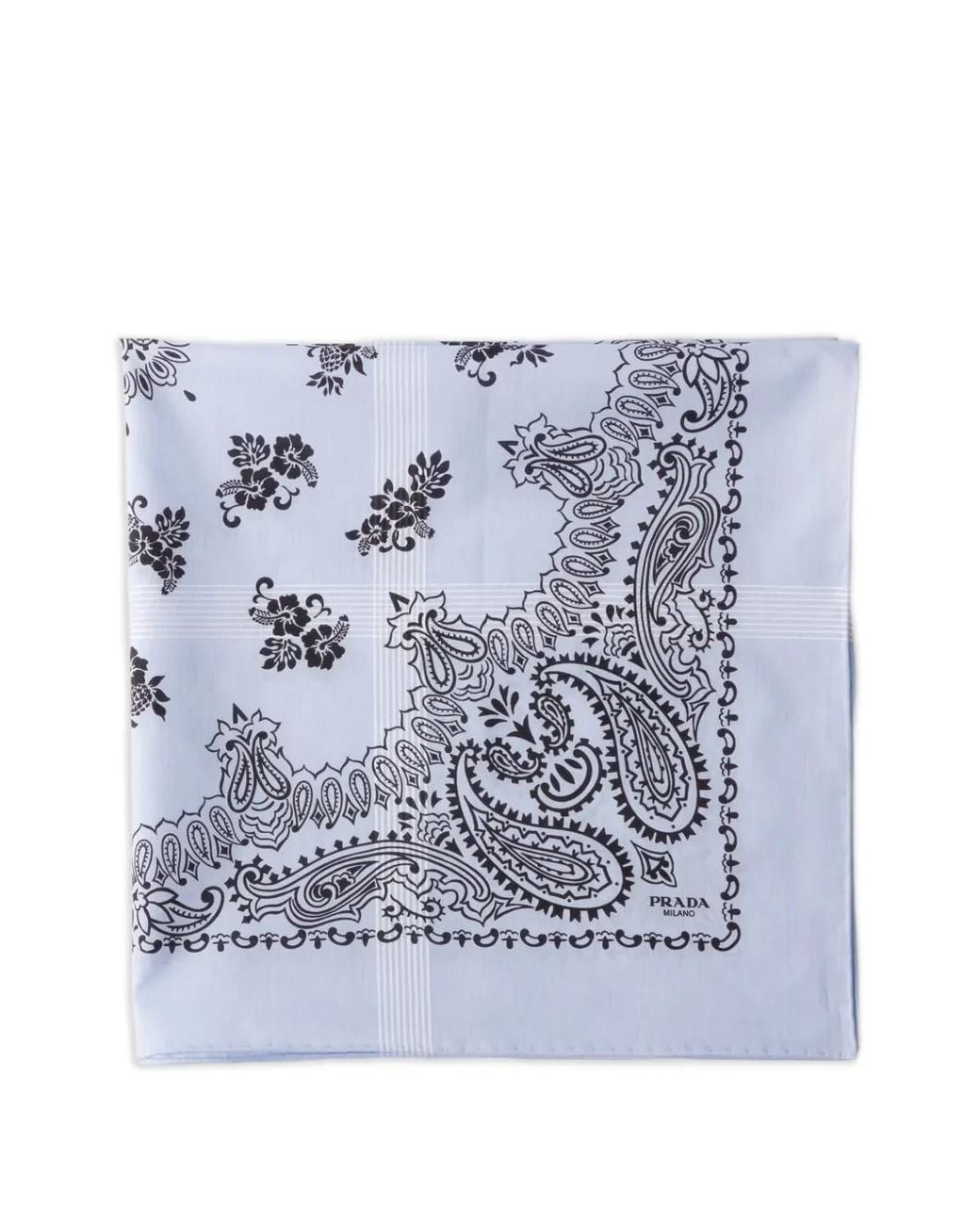 Prada Blue Printed Batiste Scarf for men
