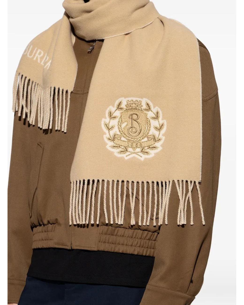 Burberry Natural Écharpe B Crest En Cachemire