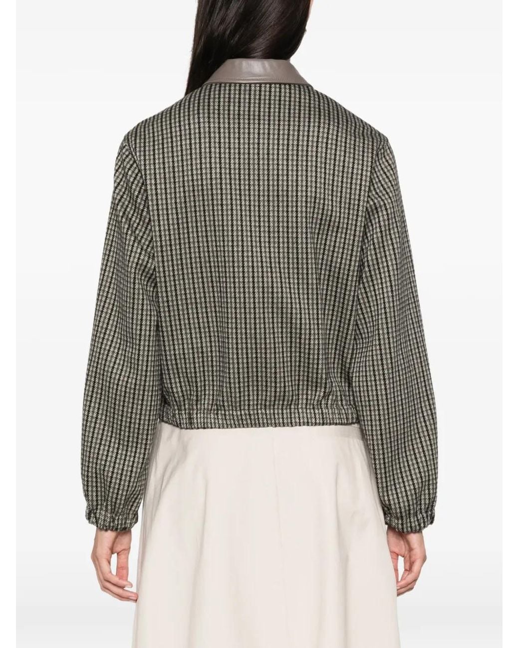 Fabiana Filippi Gray Check-Pattern Zip-Up Jacket