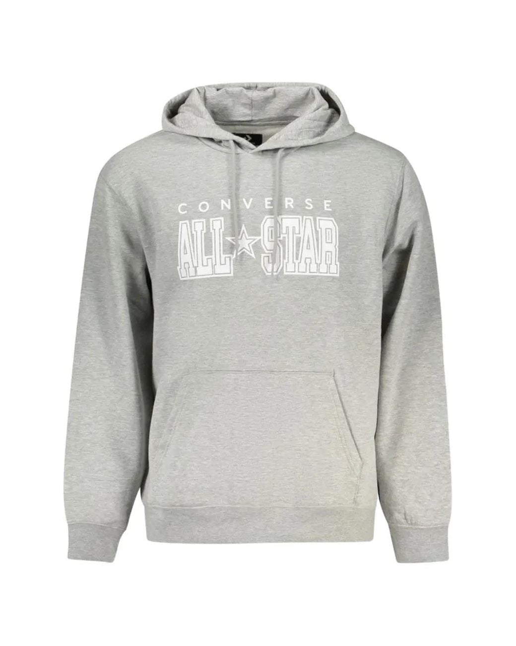 Converse Gray Logo-Print Drawstring Hoodie for men