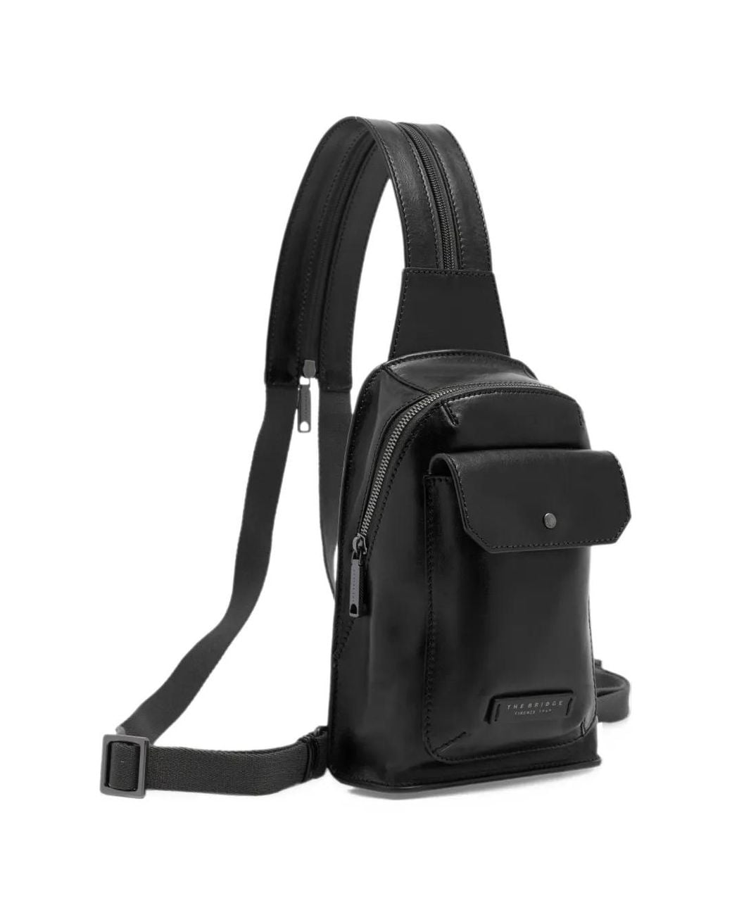The Bridge Black Mattia Leather Shoulder Bag for men