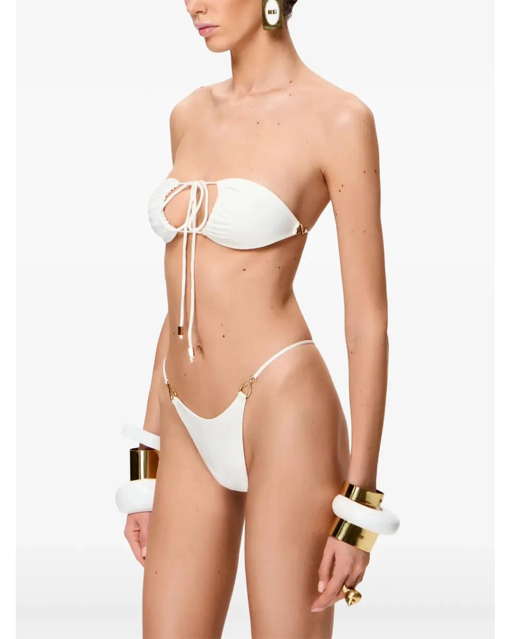 Korobeynikov White Hook-Embellished Bikini