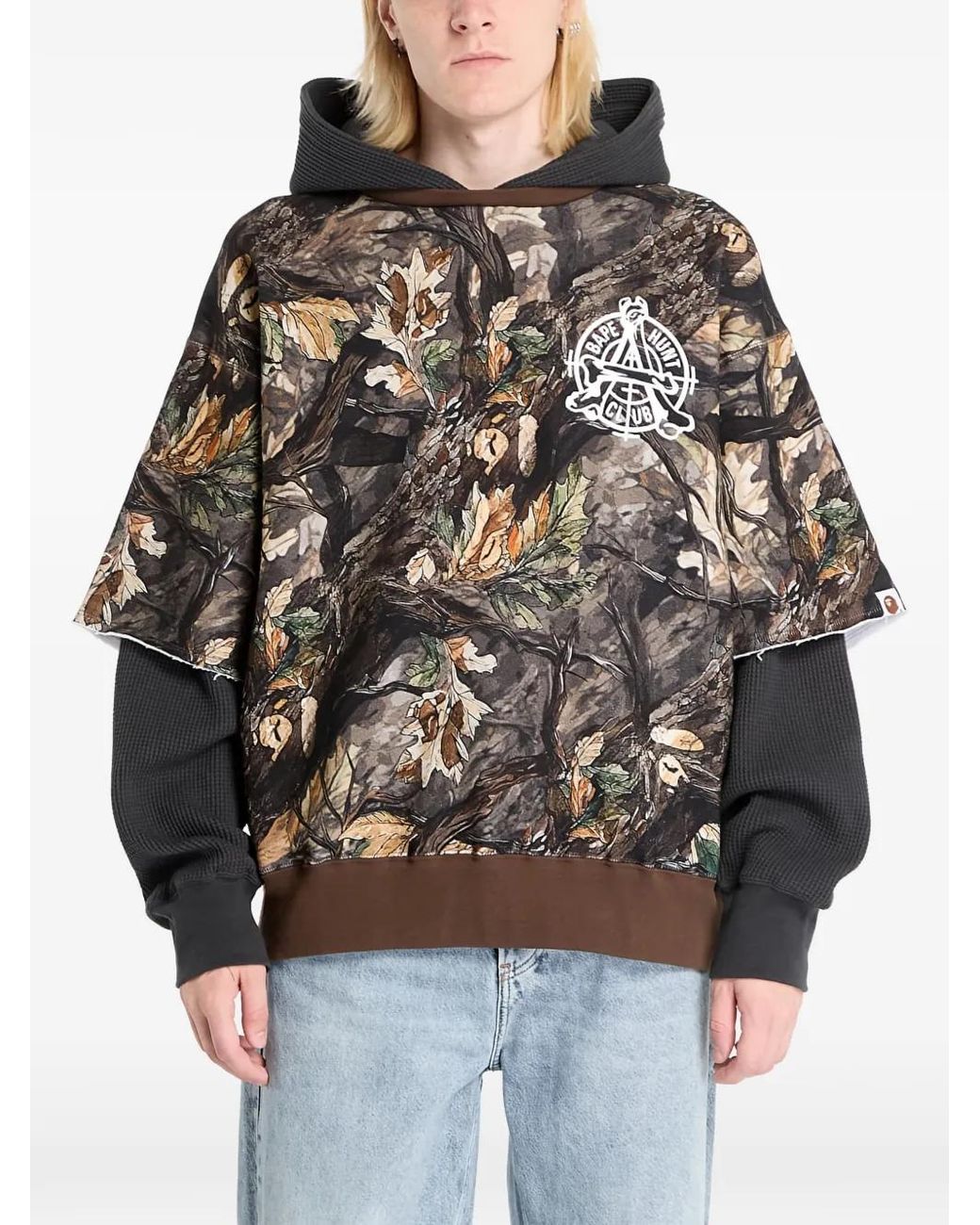 A Bathing Ape Black Tree Edge Camo Layered Hoodie