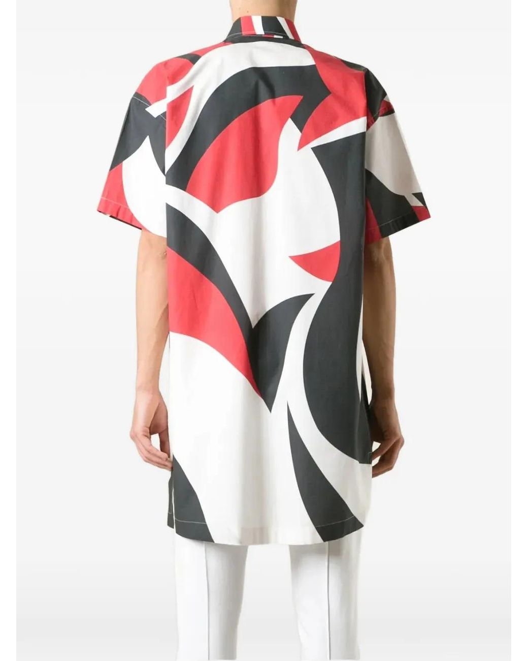 McQueen Red Abstract-Print Short-Sleeve Shirt for men