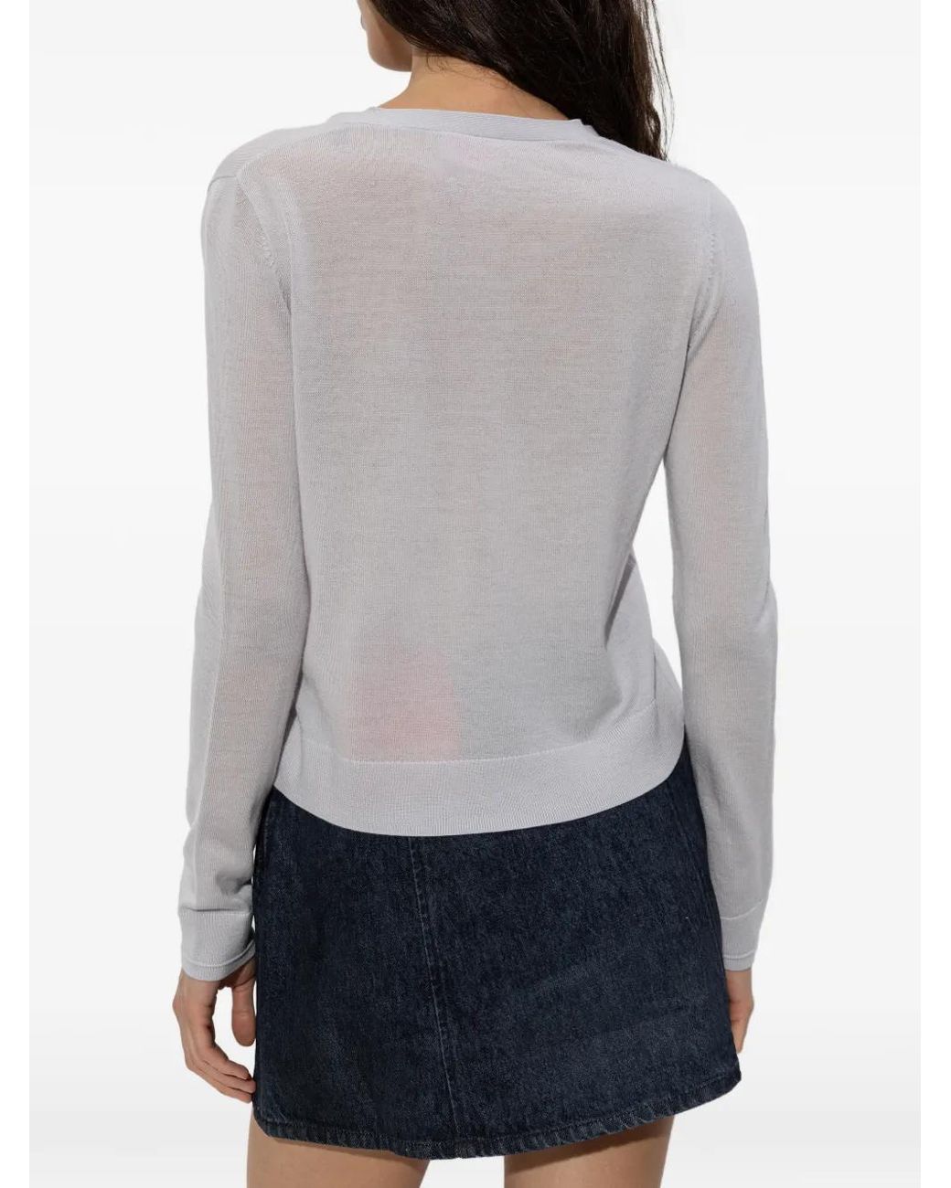 DIESEL White Wool Cardigan With Cut-Out Logo