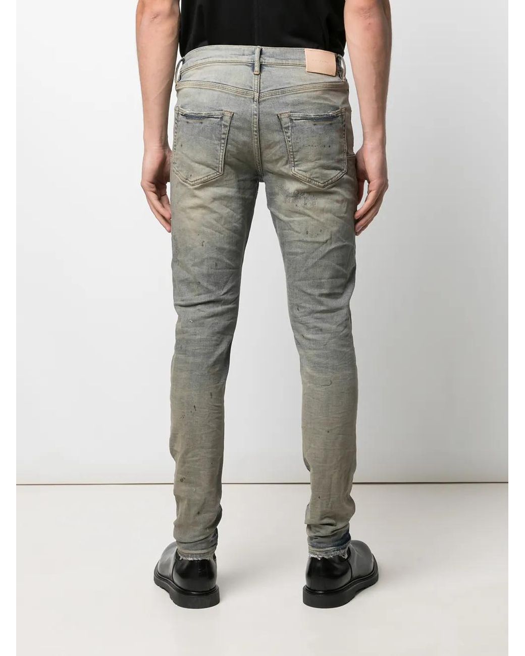 Purple Brand Blue P011 Dirty Oil Repair Pants for men