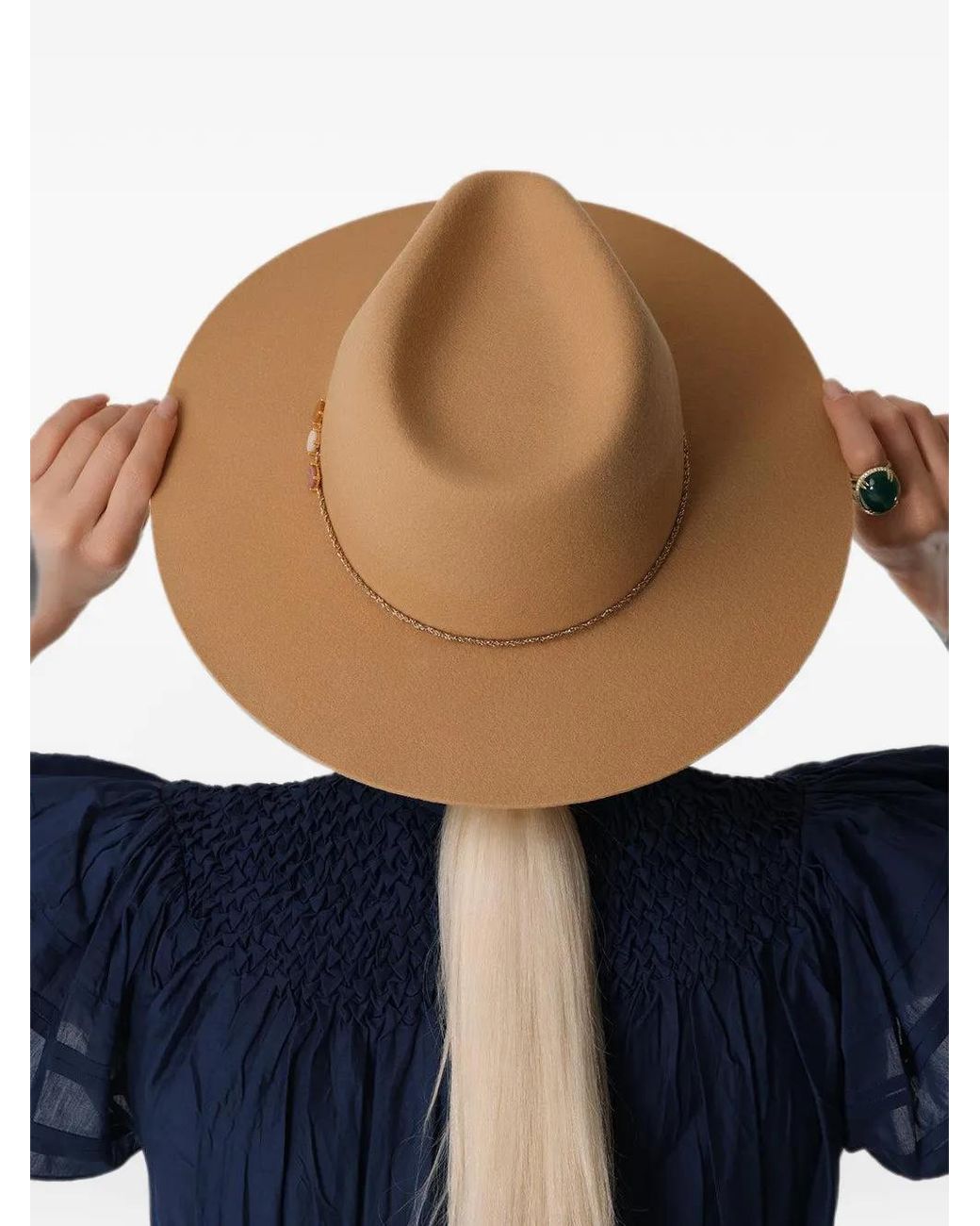 Van Palma Natural Angele Stone-Embellished Hat