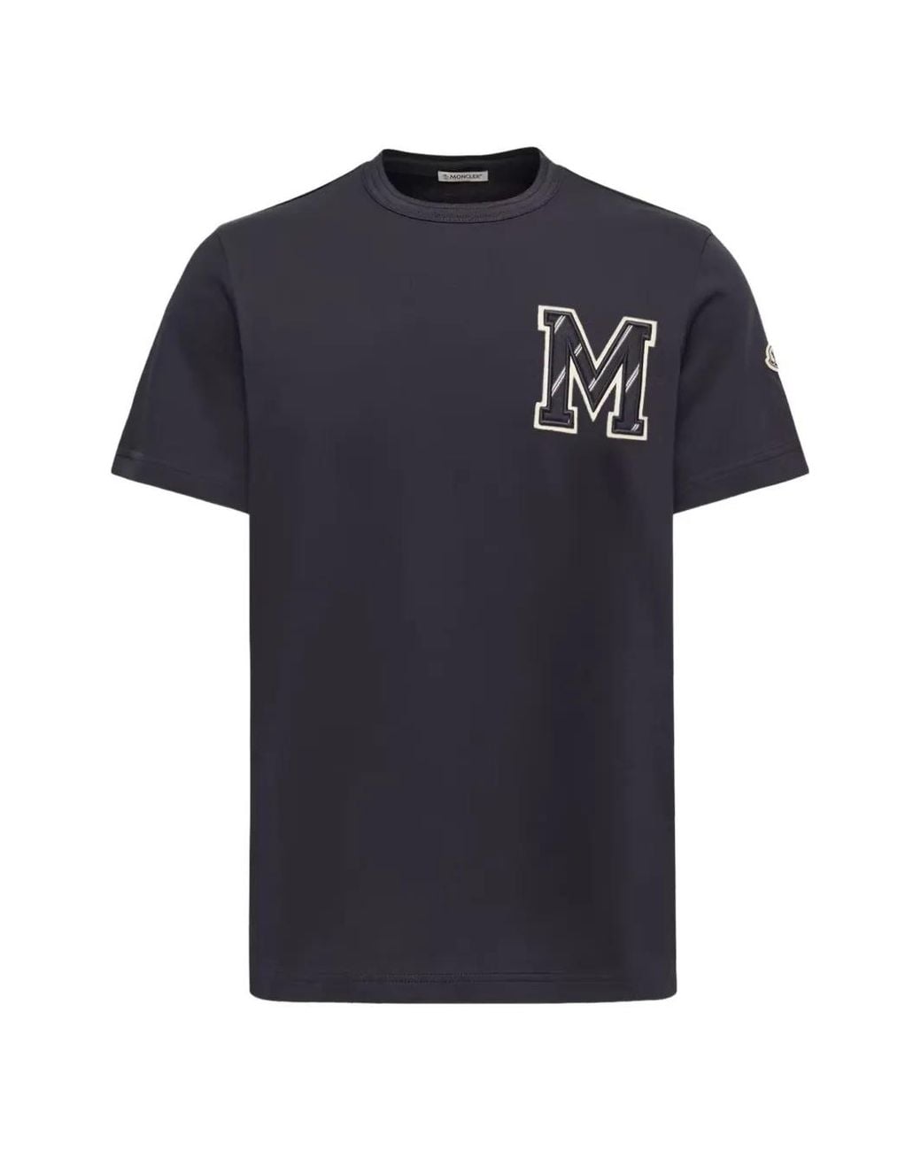 Moncler Blue Cotton Jersey Monogram T-Shirt for men