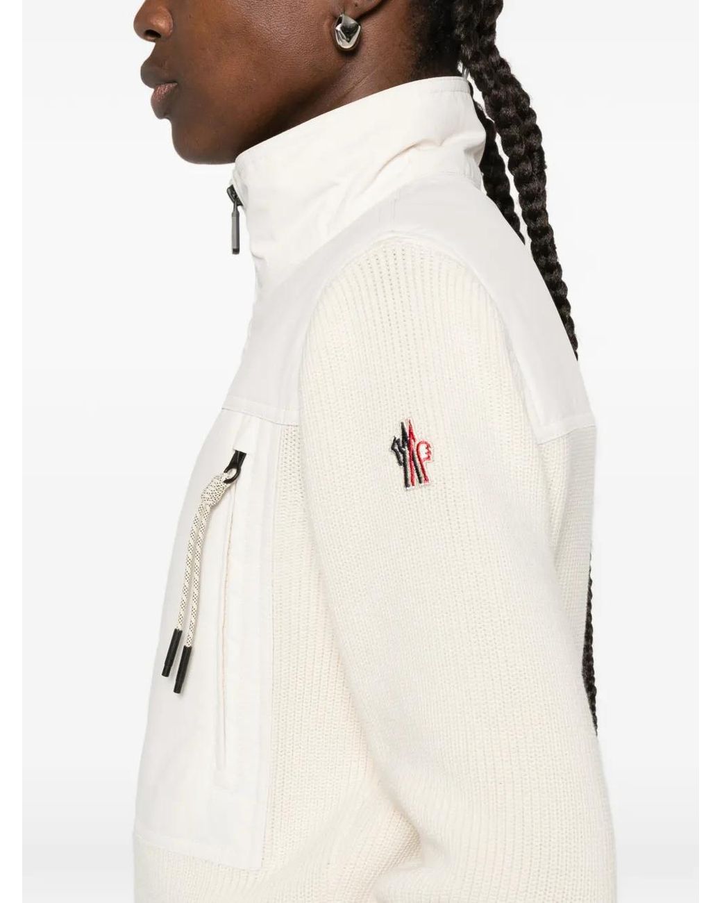 Moncler White Cardigan À Fermeture Zippée