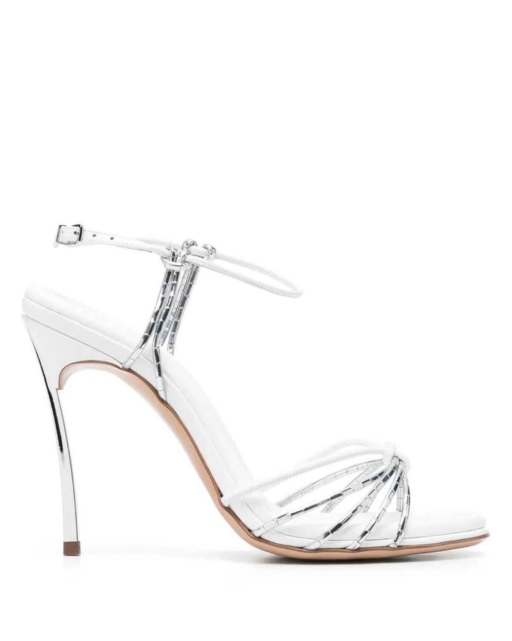 Casadei White Blade Metallic-Effect 100Mm Sandals
