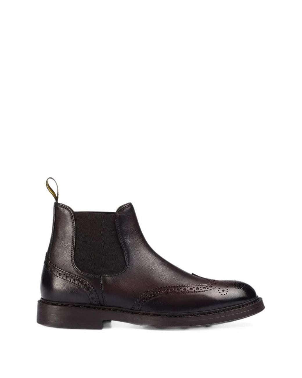 Doucal's Black Brogue-Detail Leather Chealsea Boots for men