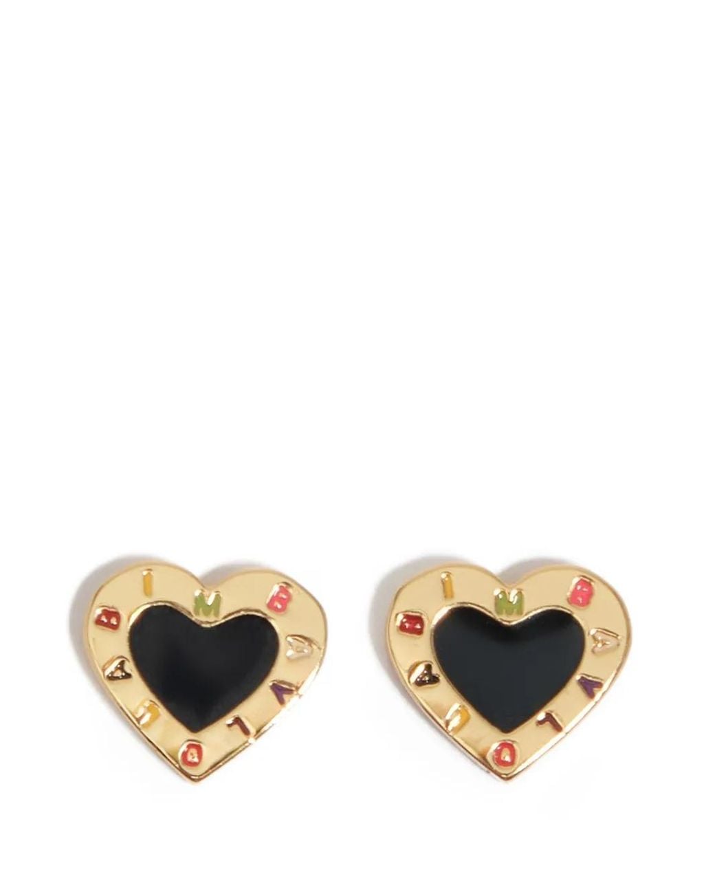 Bimba Y Lola Metallic Heart Logo Earrings